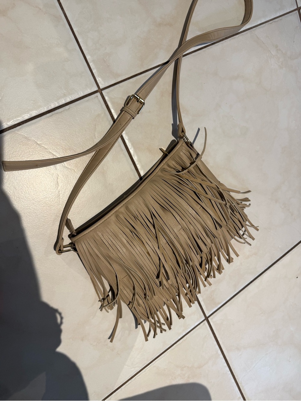 Fringe Crossbody Shoulder Bag - Taupe